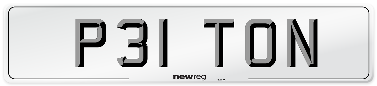 P31 TON Front Number Plate