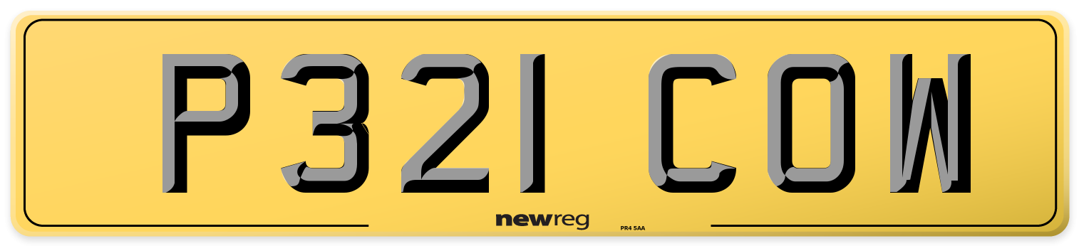 P321 COW Rear Number Plate