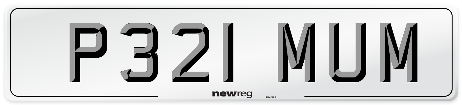 P321 MUM Front Number Plate
