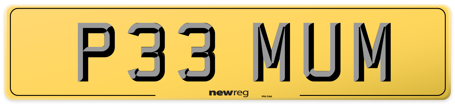 P33 MUM Rear Number Plate