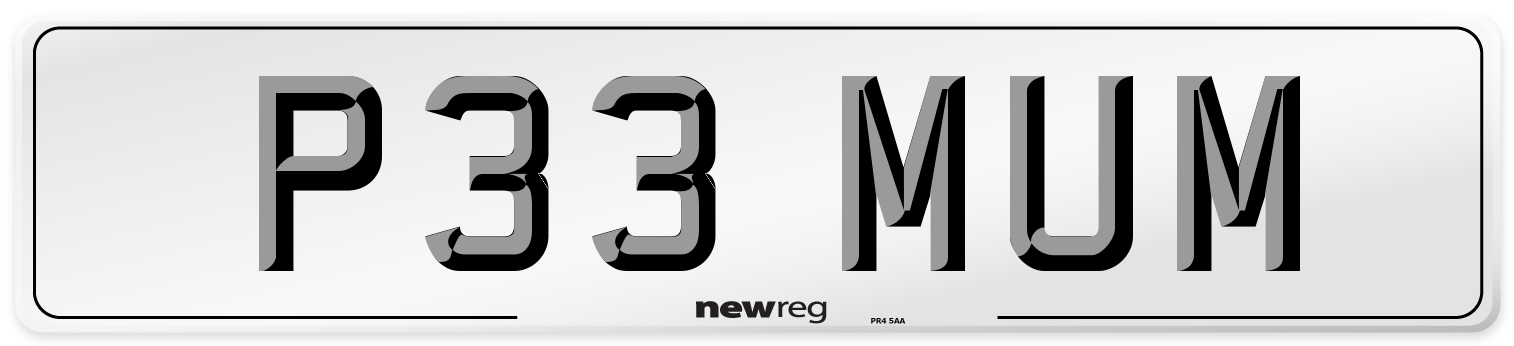 P33 MUM Front Number Plate