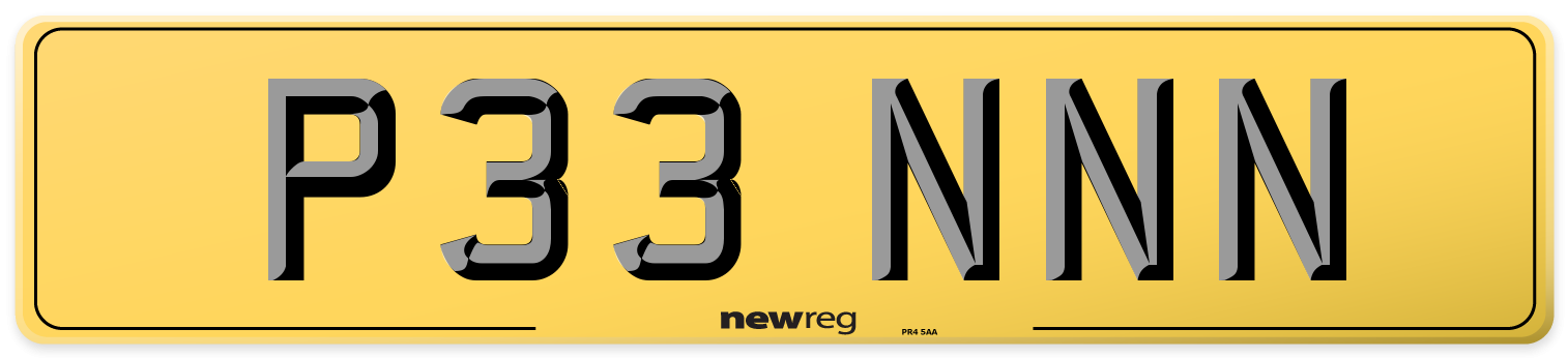 P33 NNN Rear Number Plate