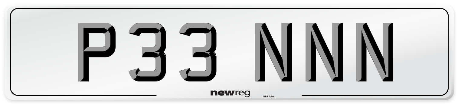 P33 NNN Front Number Plate