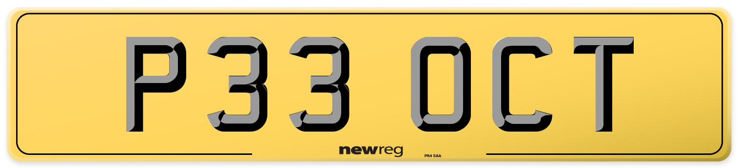 P33 OCT Rear Number Plate
