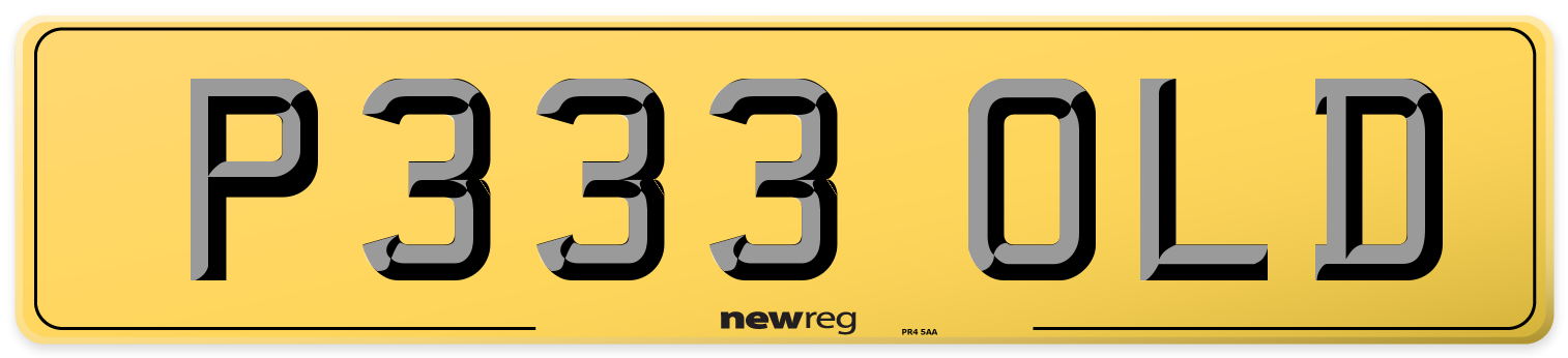 P333 OLD Rear Number Plate