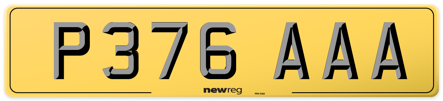 P376 AAA Rear Number Plate