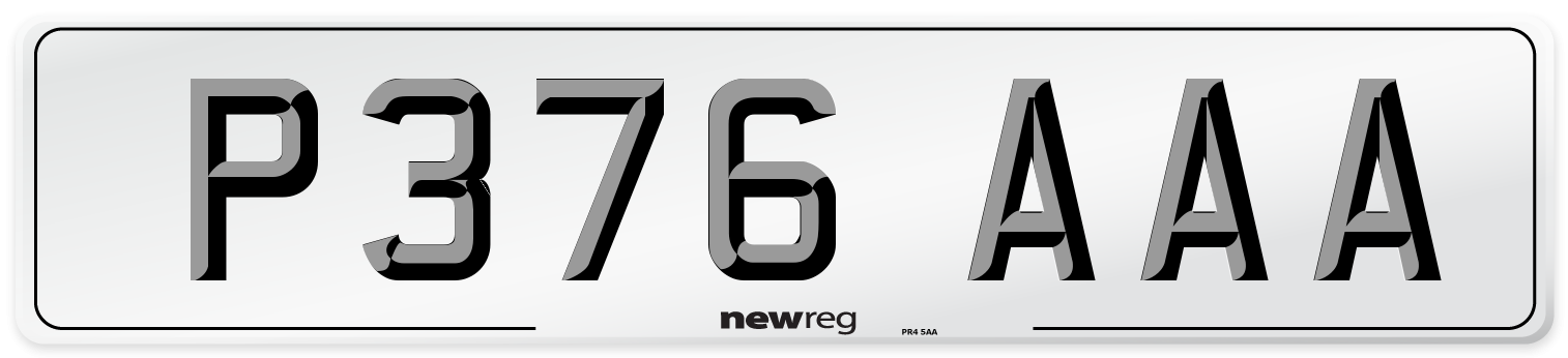 P376 AAA Front Number Plate