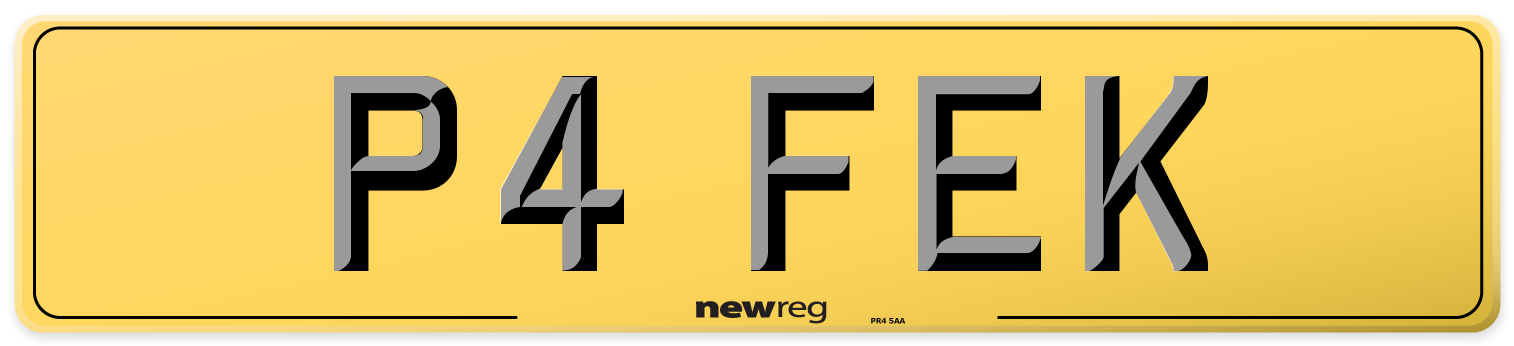 P4 FEK Rear Number Plate