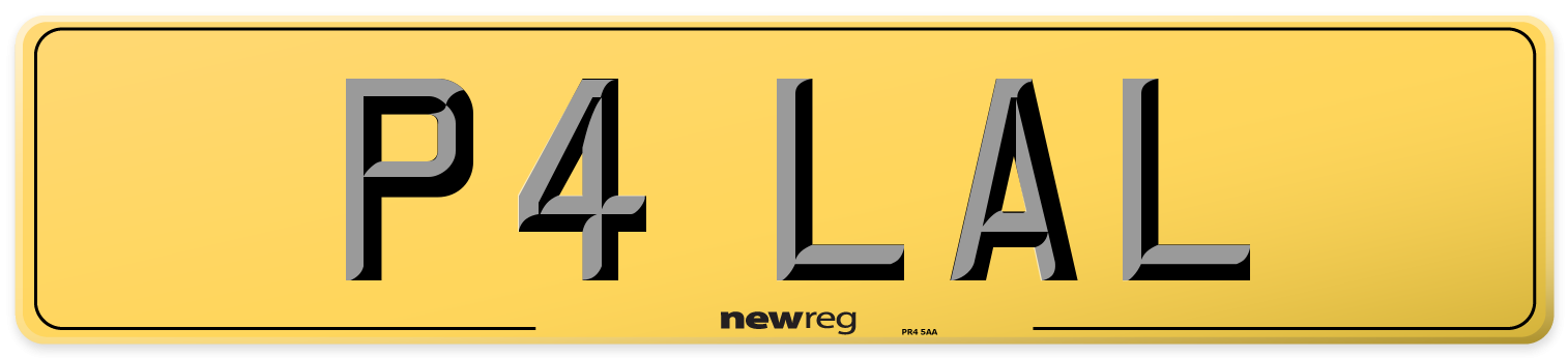 P4 LAL Rear Number Plate