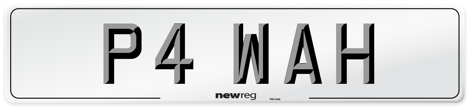 P4 WAH Front Number Plate
