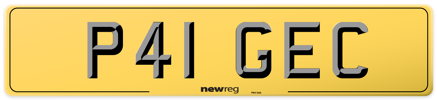 P41 GEC Rear Number Plate