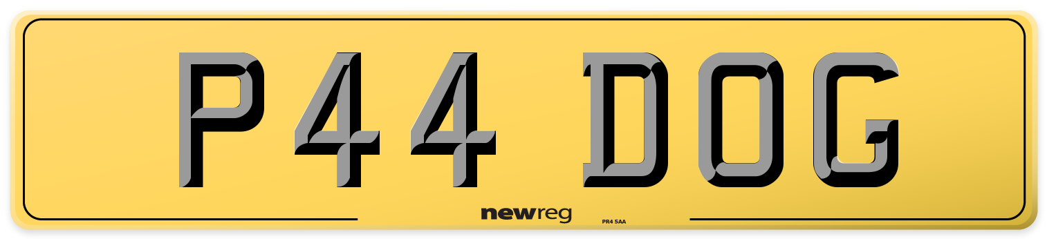 P44 DOG Rear Number Plate