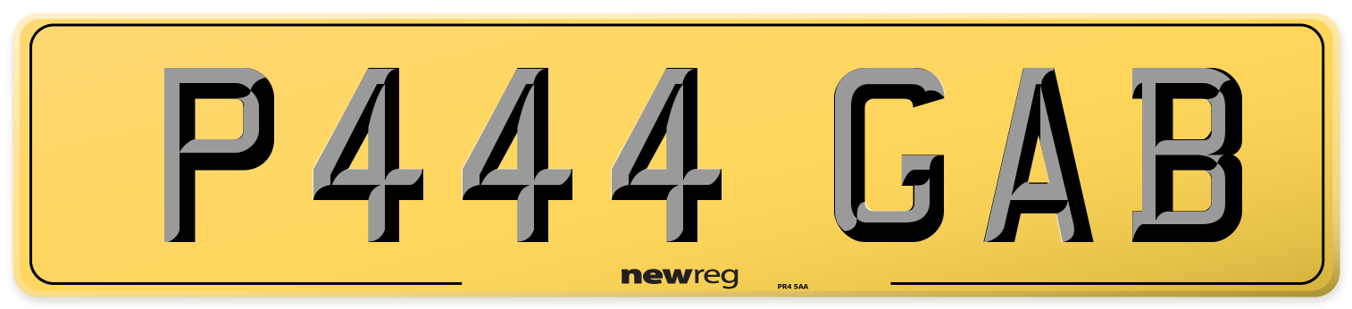 P444 GAB Rear Number Plate
