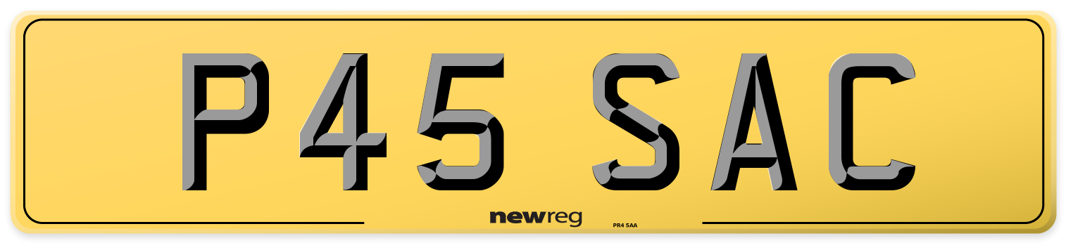 P45 SAC Rear Number Plate