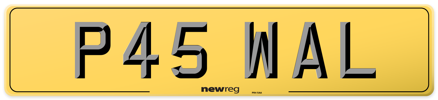 P45 WAL Rear Number Plate