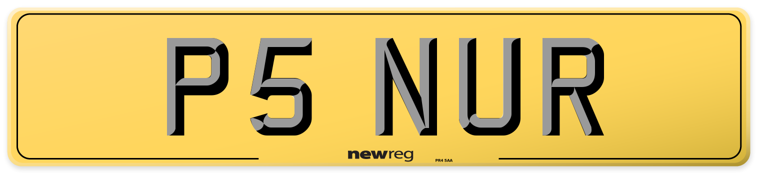 P5 NUR Rear Number Plate