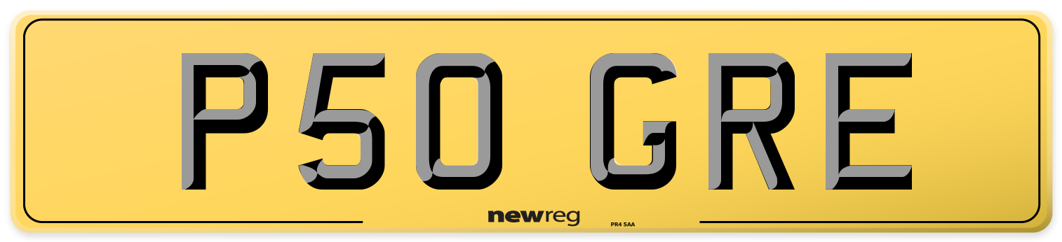 P50 GRE Rear Number Plate