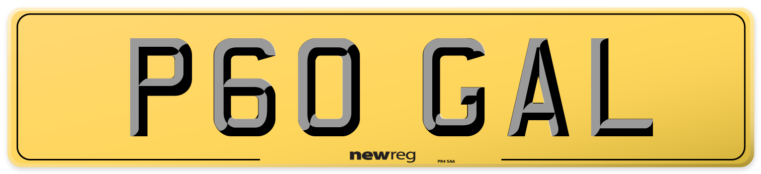 P60 GAL Rear Number Plate