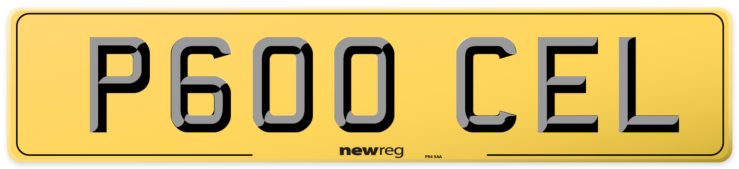 P600 CEL Rear Number Plate