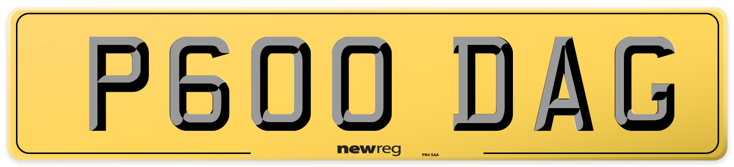 P600 DAG Rear Number Plate