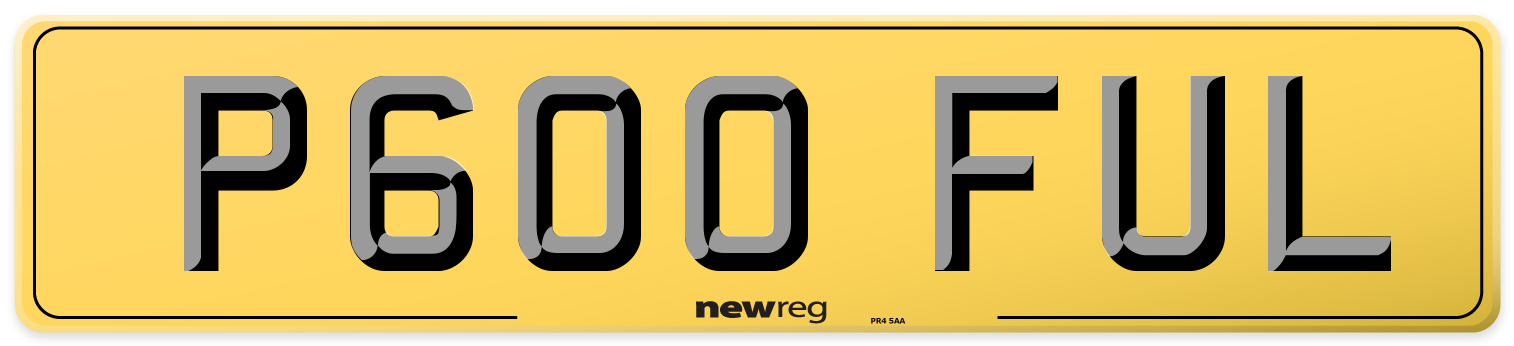 P600 FUL Rear Number Plate