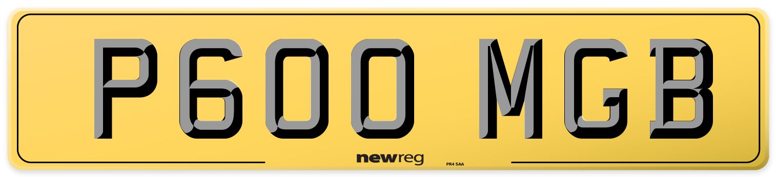 P600 MGB Rear Number Plate