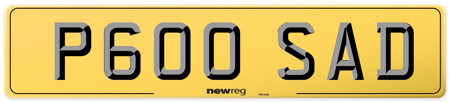 P600 SAD Rear Number Plate