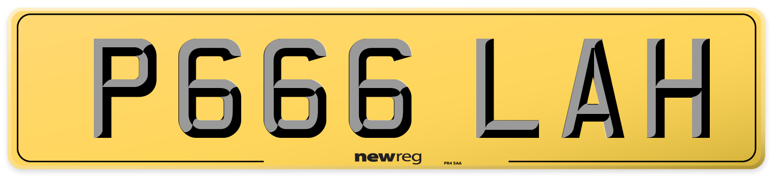 P666 LAH Rear Number Plate