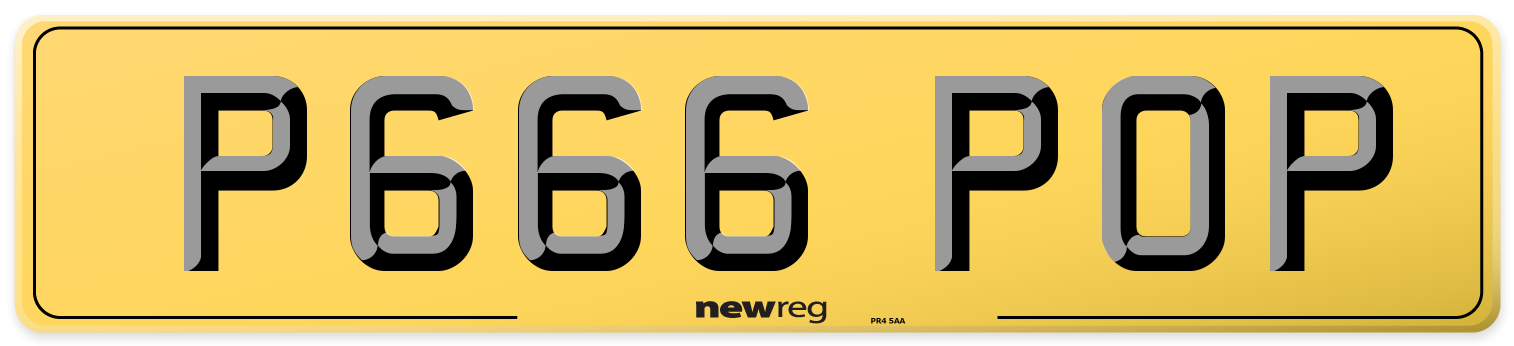 P666 POP Rear Number Plate