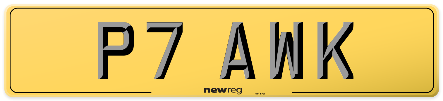 P7 AWK Rear Number Plate