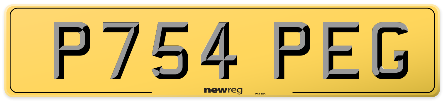 P754 PEG Rear Number Plate