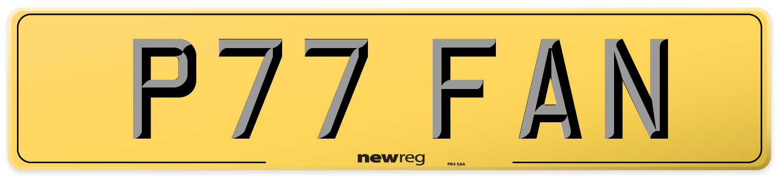 P77 FAN Rear Number Plate