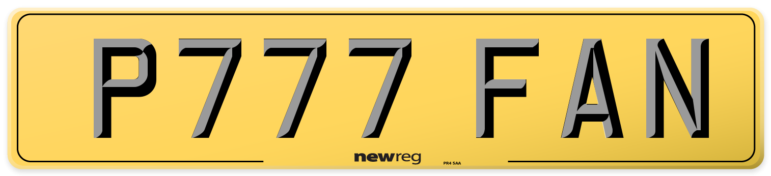 P777 FAN Rear Number Plate