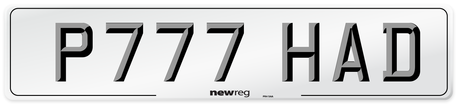 P777 HAD Front Number Plate