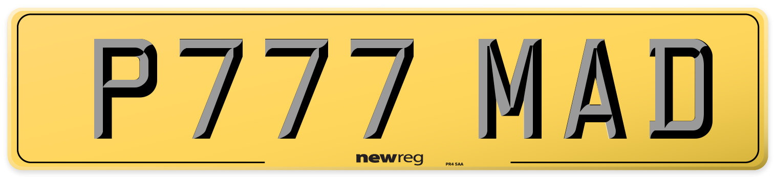 P777 MAD Rear Number Plate