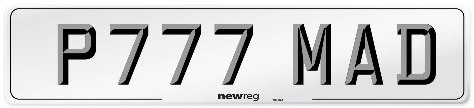 P777 MAD Front Number Plate