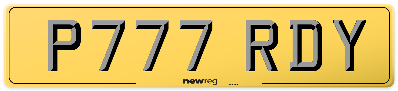 P777 RDY Rear Number Plate