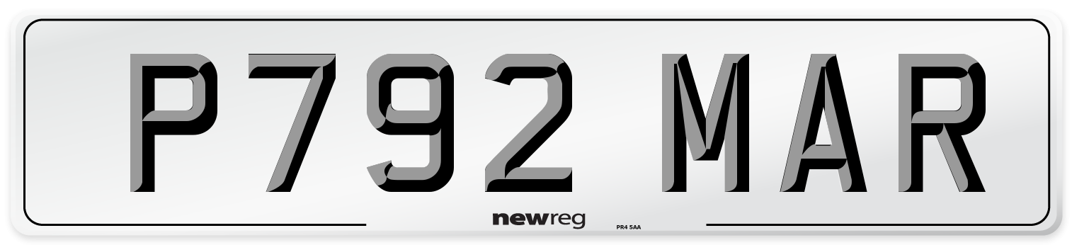 P792 MAR Front Number Plate