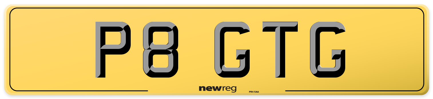 P8 GTG Rear Number Plate