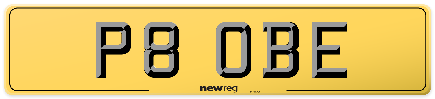P8 OBE Rear Number Plate