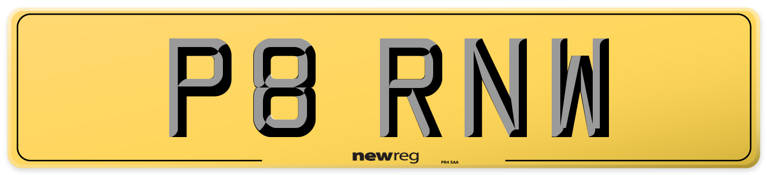 P8 RNW Rear Number Plate