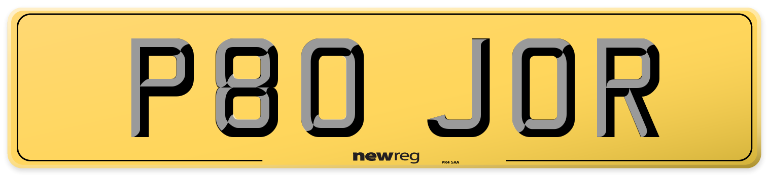 P80 JOR Rear Number Plate