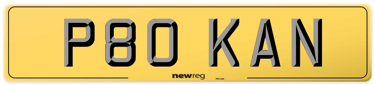 P80 KAN Rear Number Plate