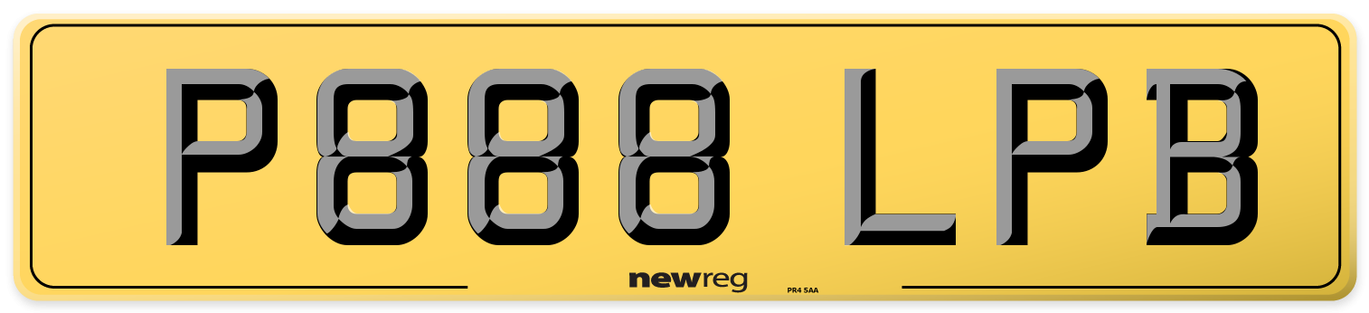 P888 LPB Rear Number Plate