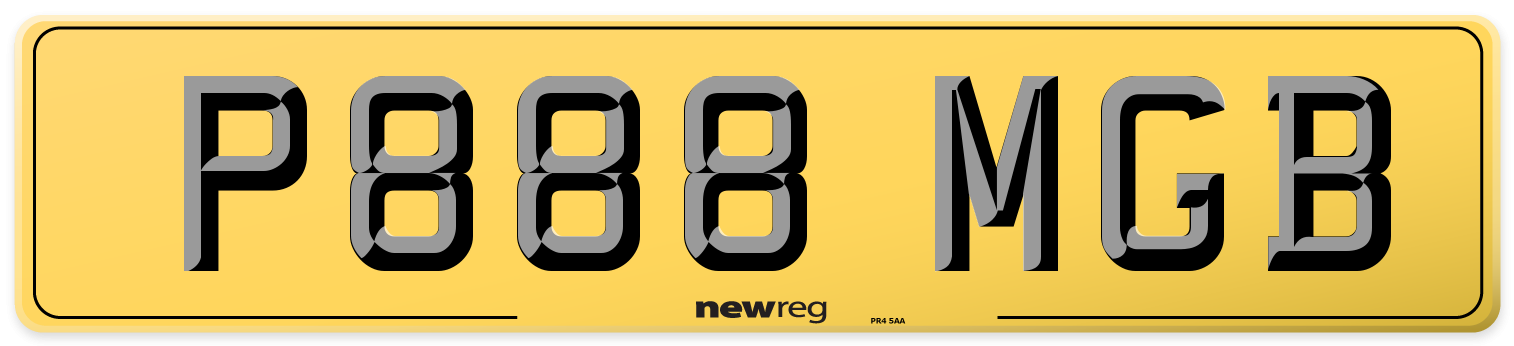 P888 MGB Rear Number Plate