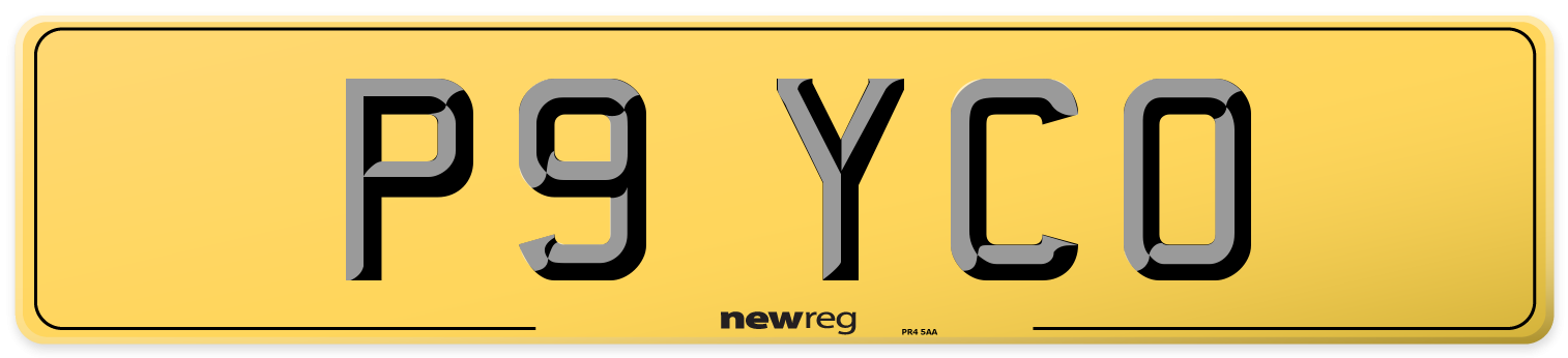 P9 YCO Rear Number Plate