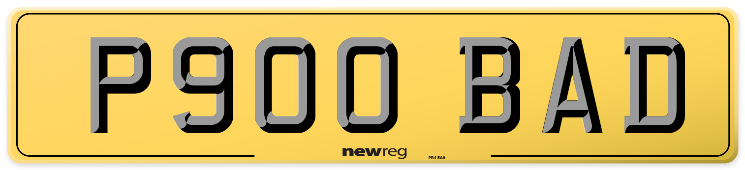 P900 BAD Rear Number Plate