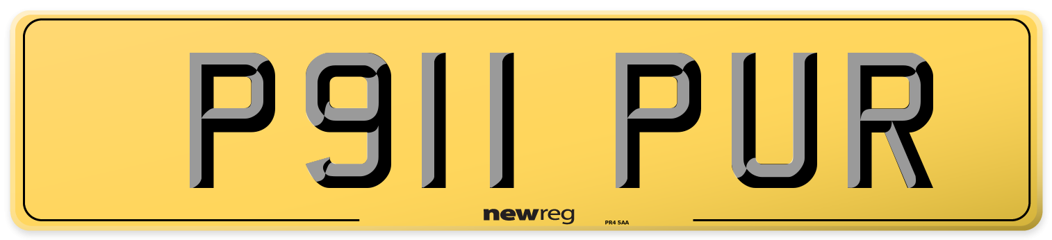 P911 PUR Rear Number Plate