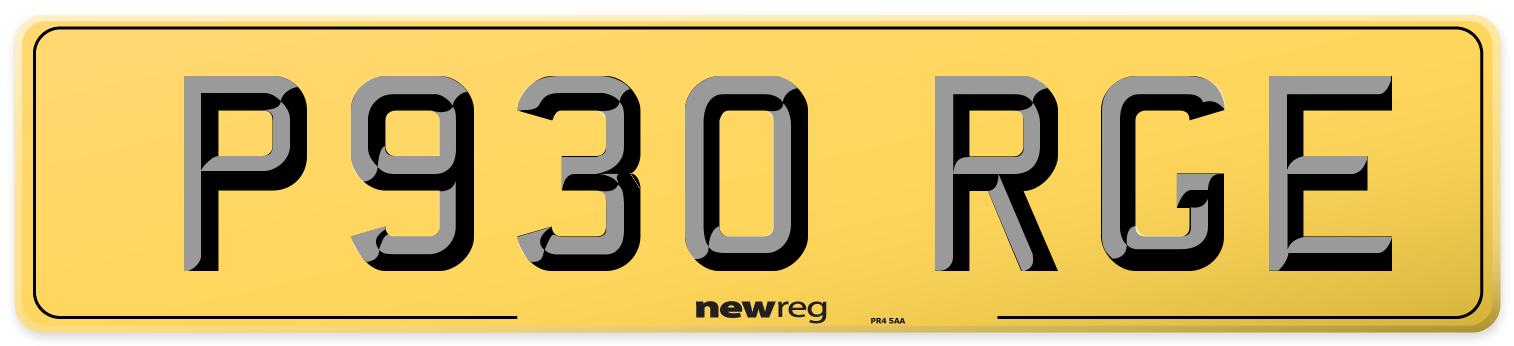 P930 RGE Rear Number Plate
