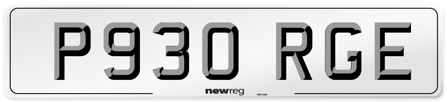 P930 RGE Front Number Plate